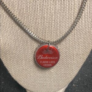 Handmade Budweiser Red Pendant Necklace